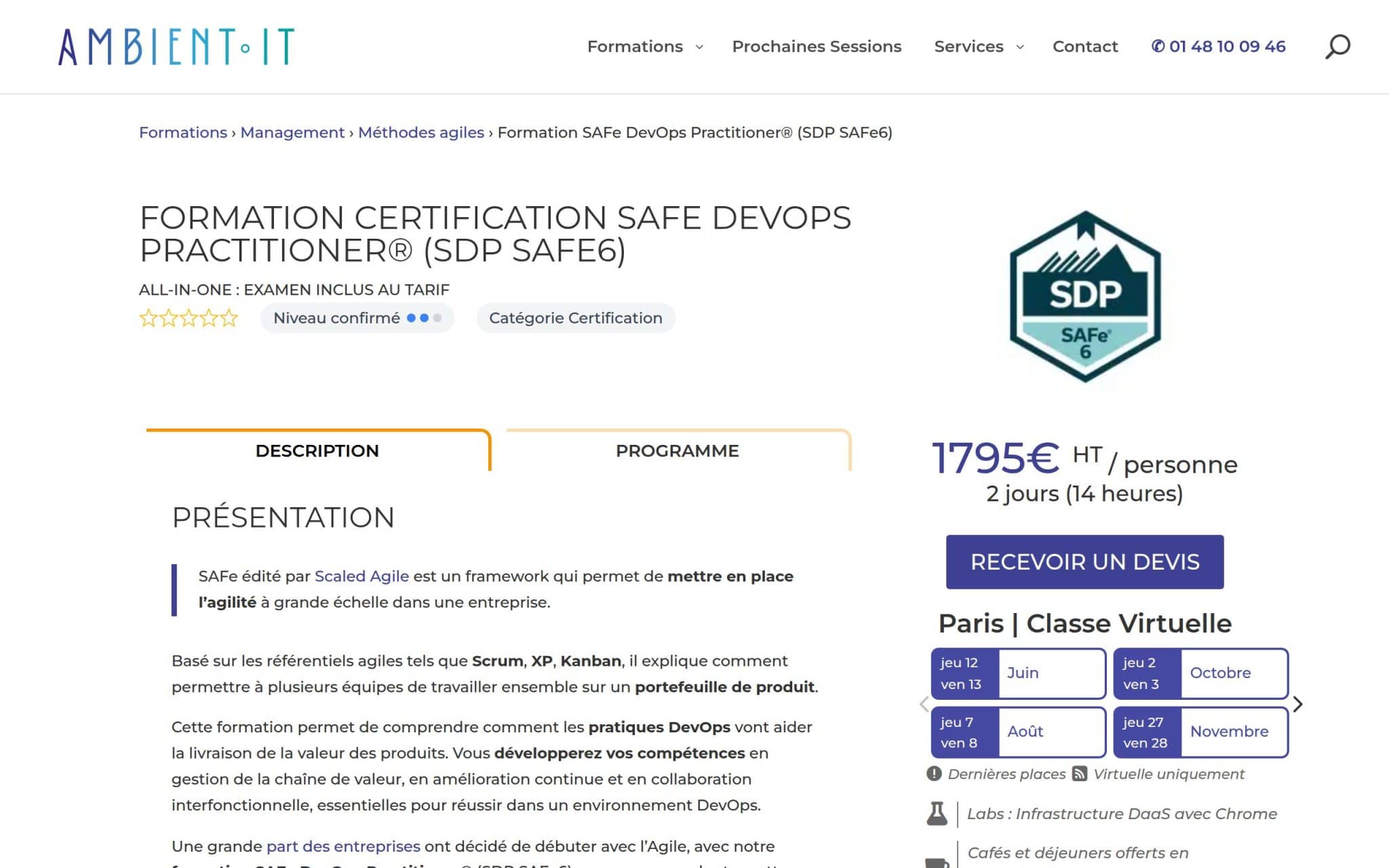 Formation Préparation à la Certification SAFe DevOps Practitioner - Ambient IT