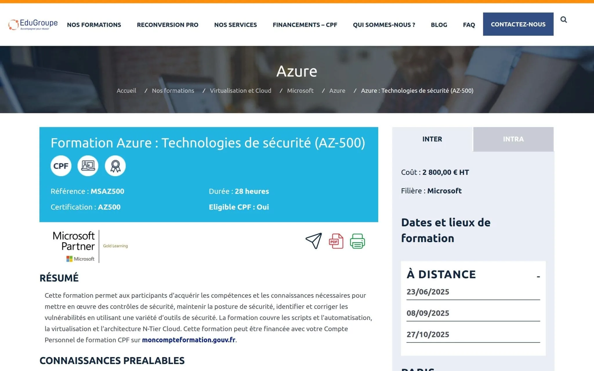 Formation Azure : Technologies de sécurité (AZ-500) - EduGroupe