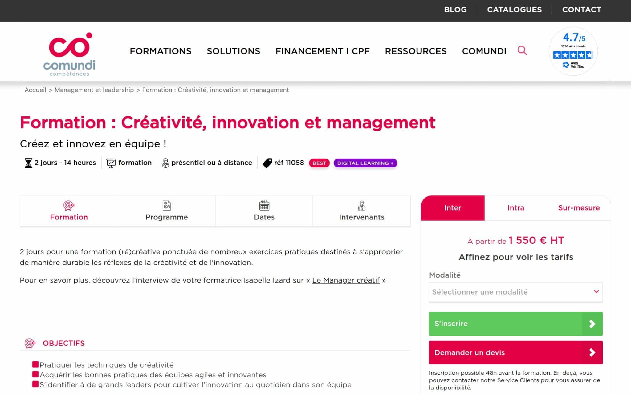 Formation : Créativité, innovation et management - Comundi