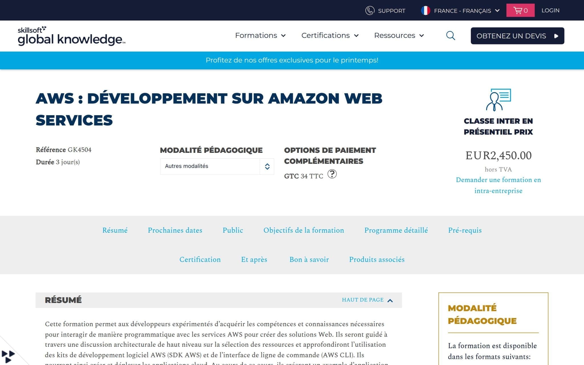 AWS : Développement sur Amazon Web Services - Skillsoft Global Knowledge