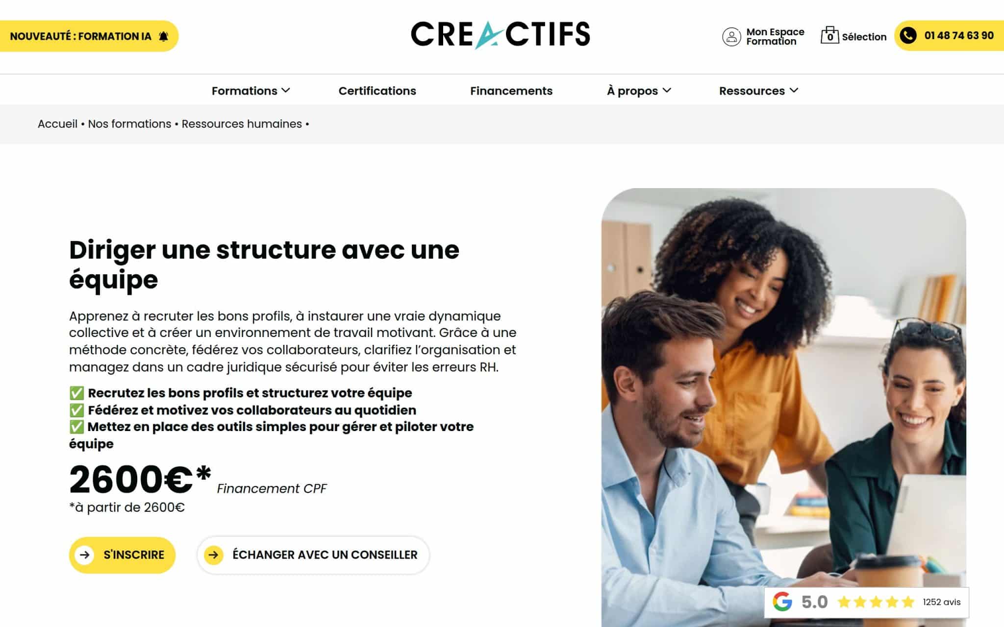 Diriger une structure avec une équipe - CréActifs