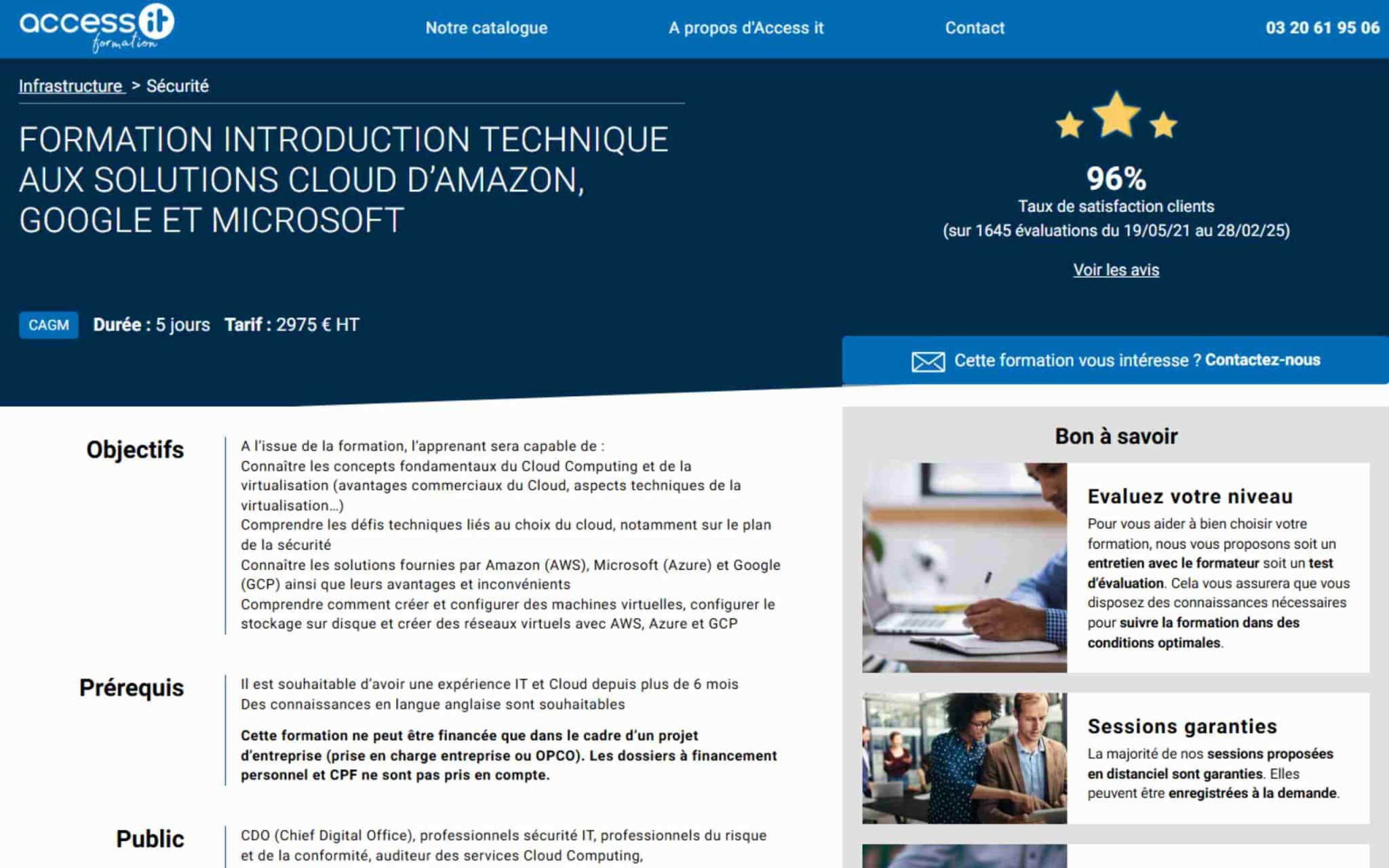 Formation Introduction technique aux solutions Cloud d'Amazon, Google et Microsoft - Access IT
