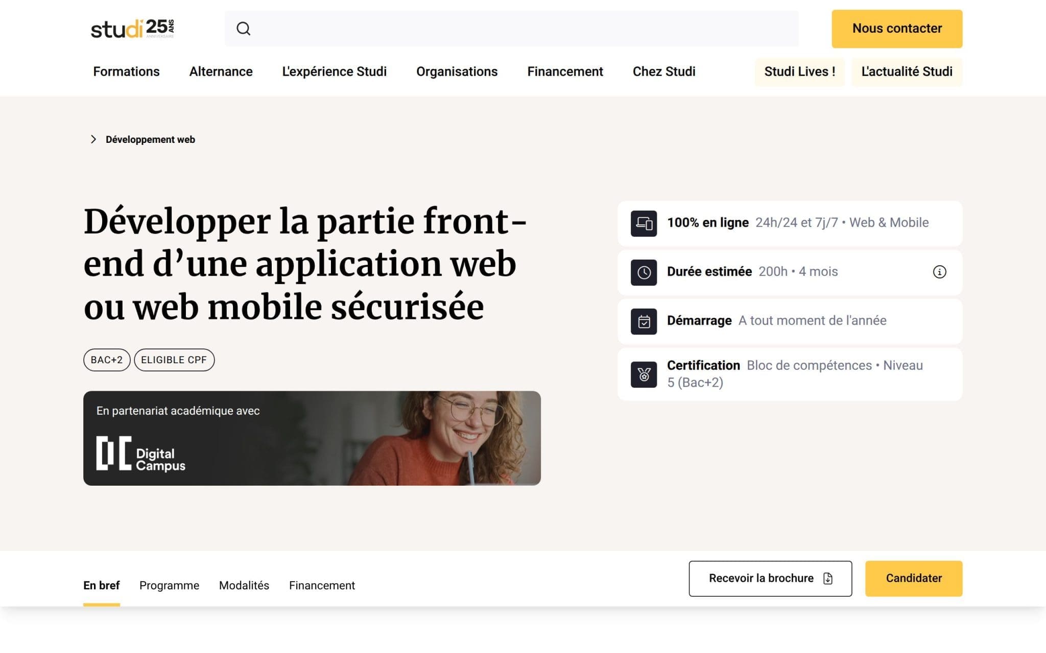 DĂ©velopper la partie front-end dâune application web ou web mobile sĂ©curisĂ©e - Studi