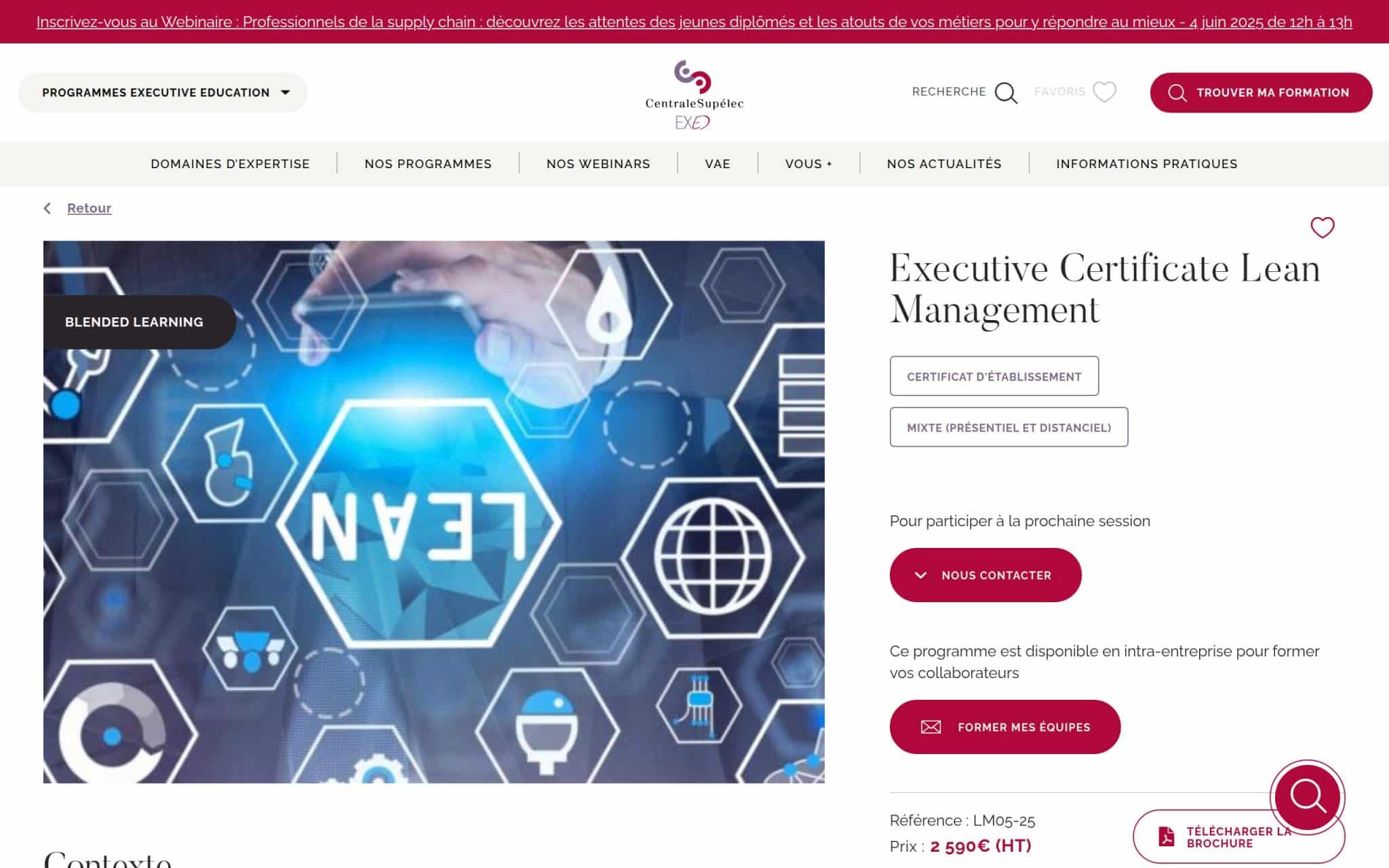 Executive Certificate Lean Management - CentraleSupélec Exed