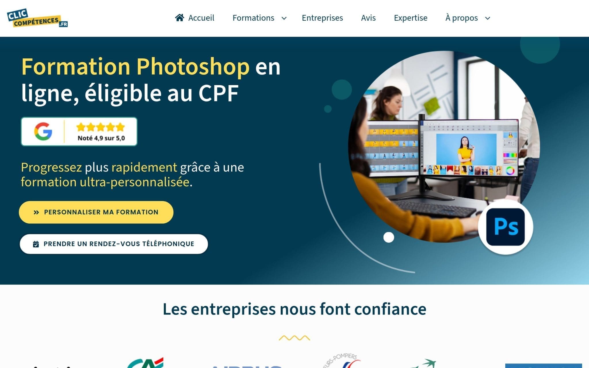 Formation Photoshop en ligne, éligible au CPF - Clic Compétences