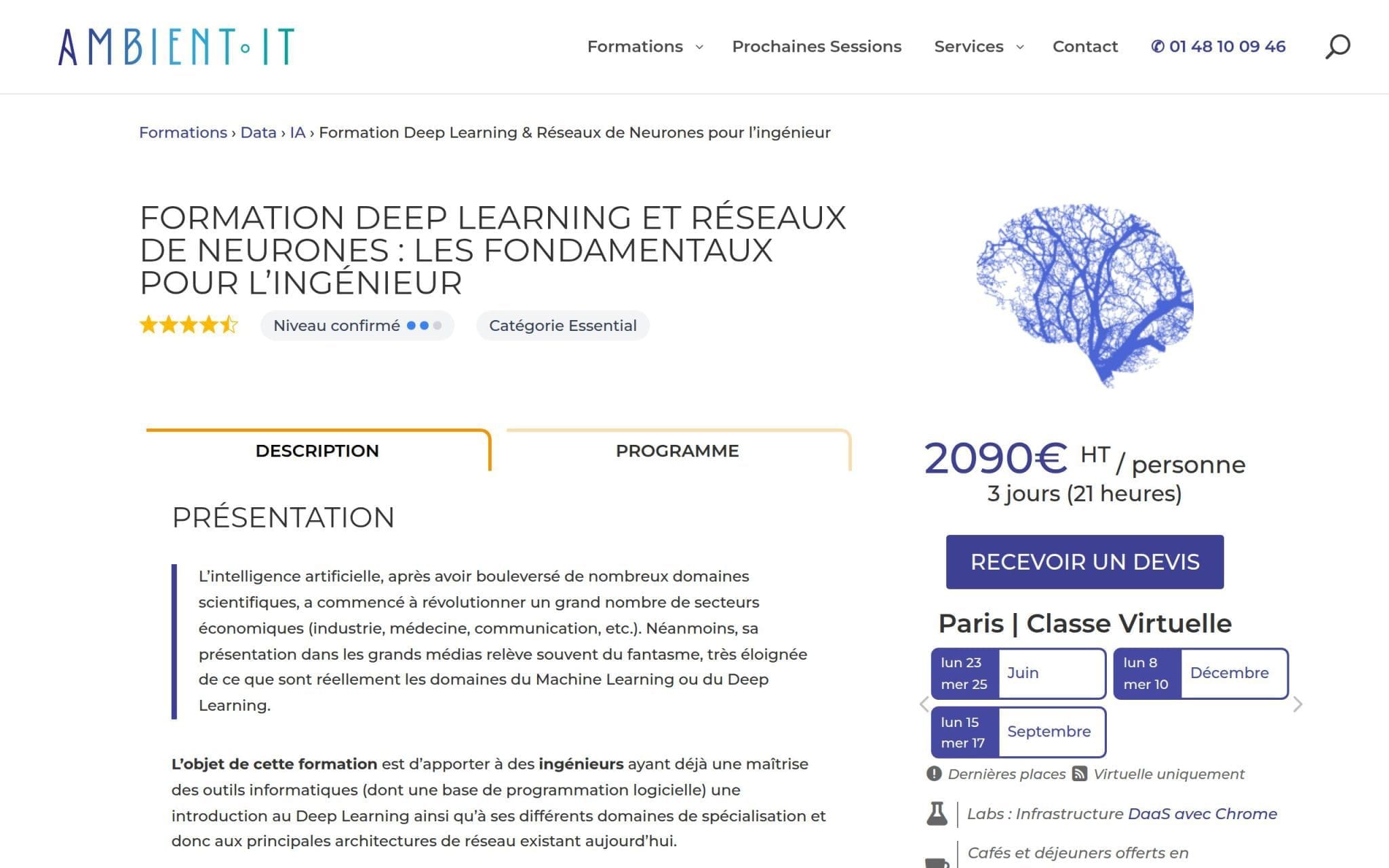 Formation Deep Learning et RĂ©seaux de Neurones : les fondamentaux pour lâingĂ©nieur - Ambient IT