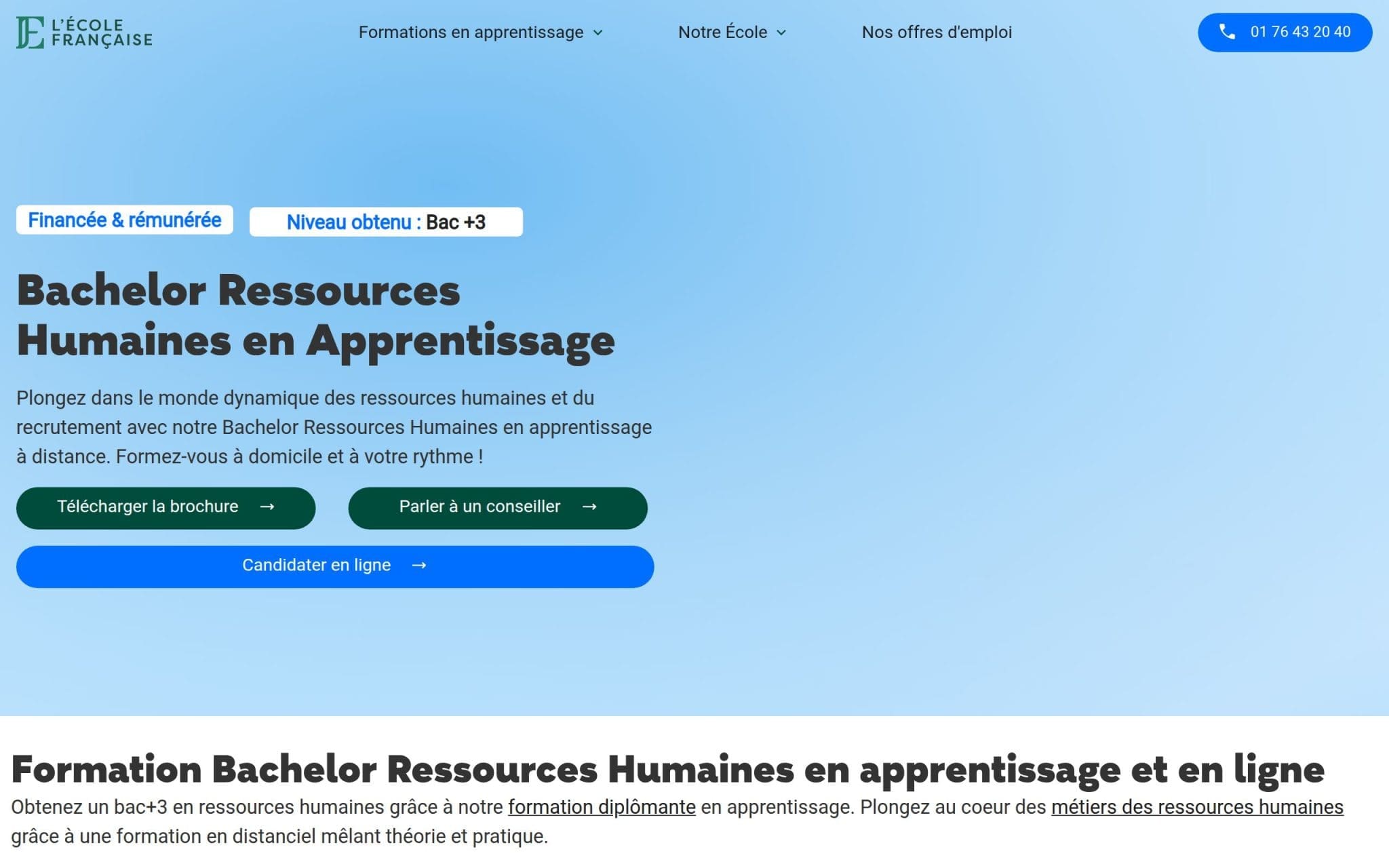 Formation Bachelor Ressources Humaines en Apprentissage - L'École Française
