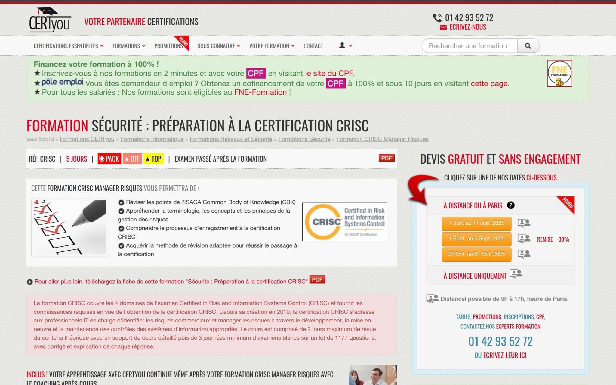 Formation Sécurité : Préparation à la certification CRISC - CertYou