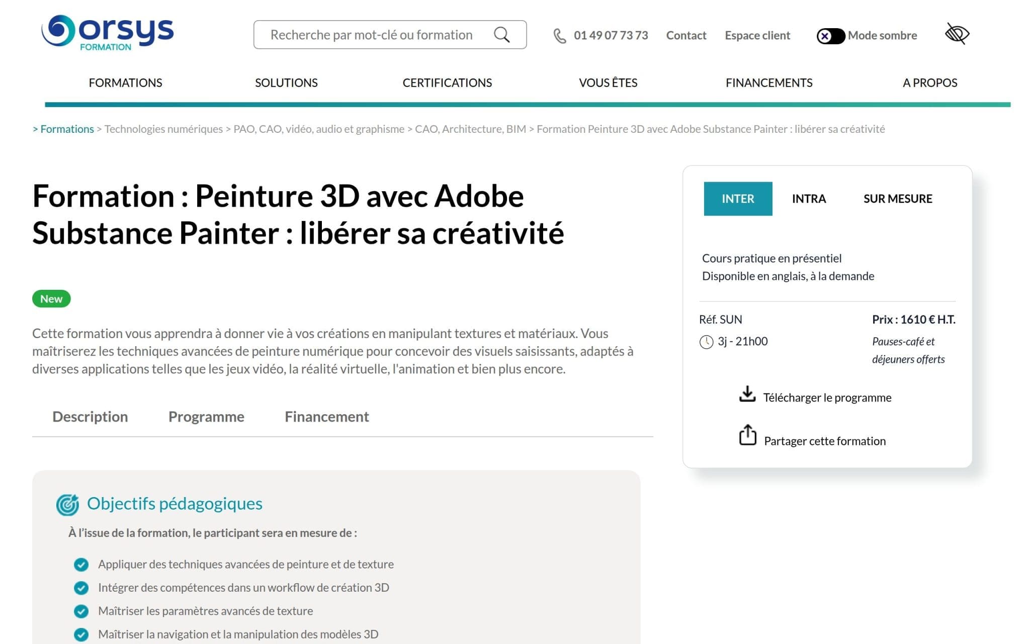 Formation : Peinture 3D avec Adobe Substance Painter : libérer sa créativité - Orsys