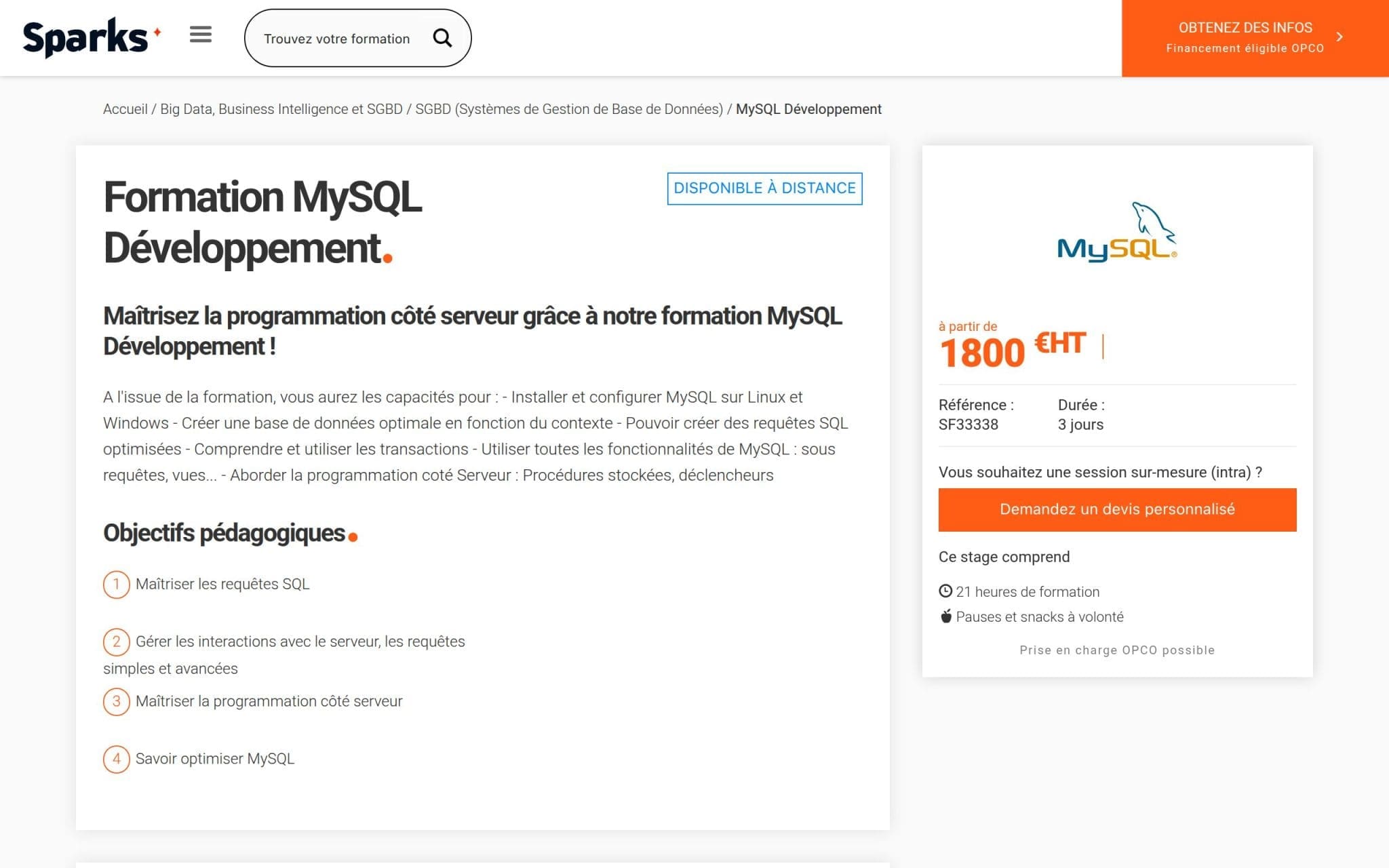 Formation MySQL Développement - Sparks