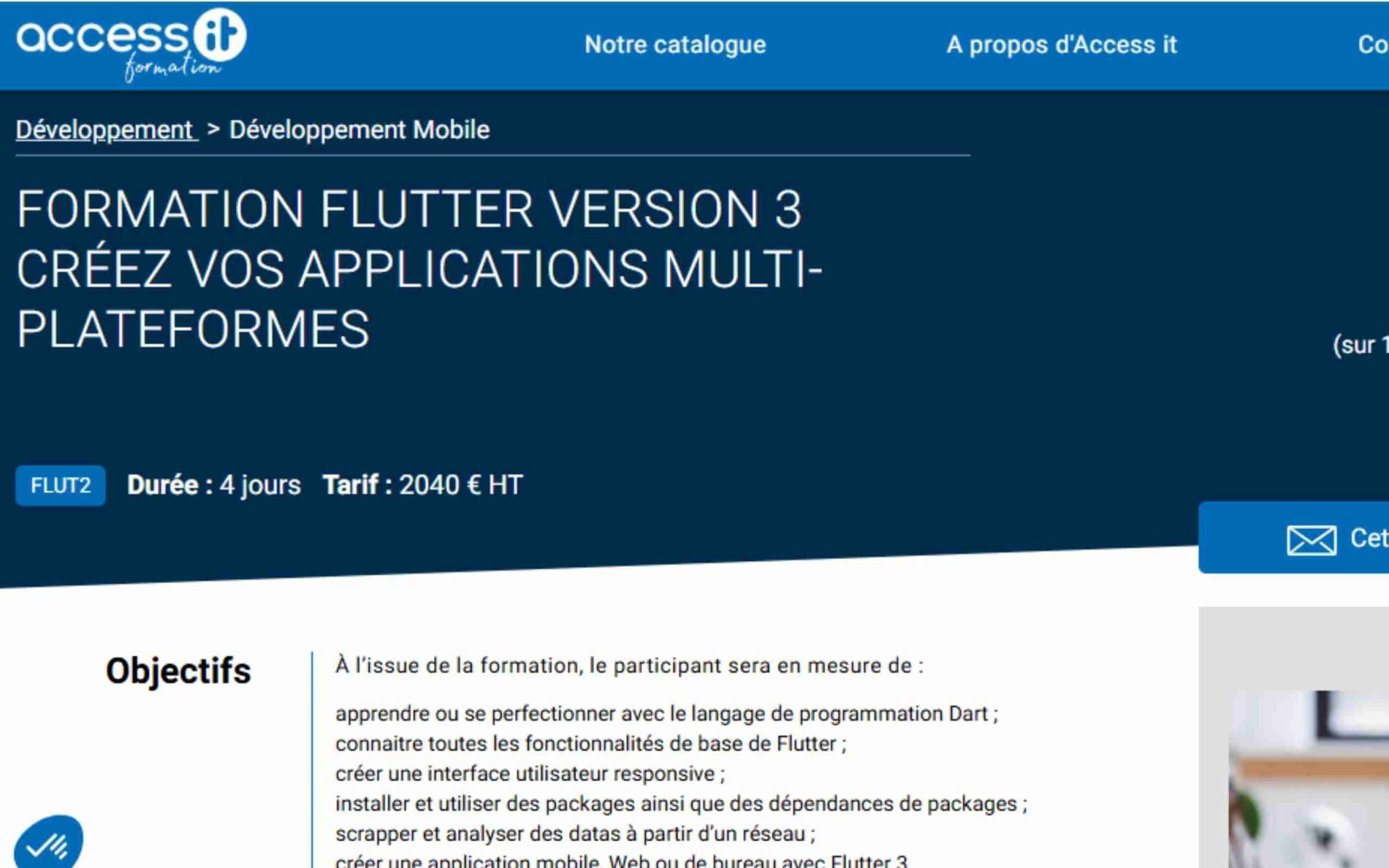 Formation Flutter version 3 Créez vos applications multi-plateformes - Access IT