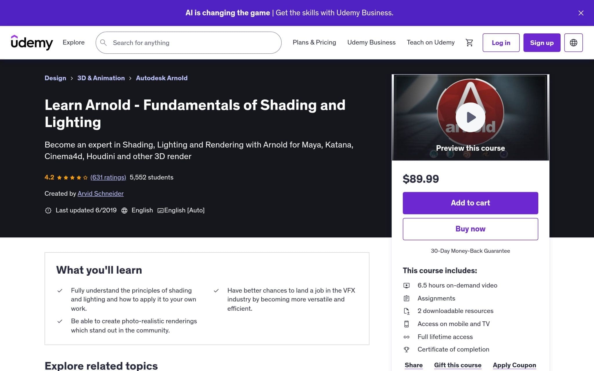 Learn Arnold - Fundamentals of Shading and Lighting - Udemy
