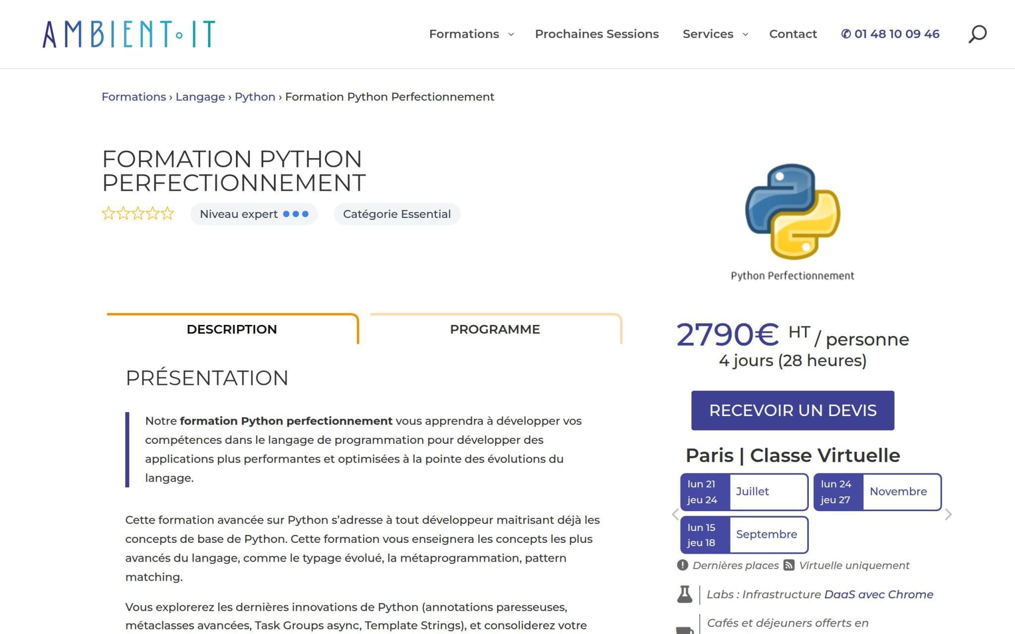 Formation Python Perfectionnement - Ambient IT