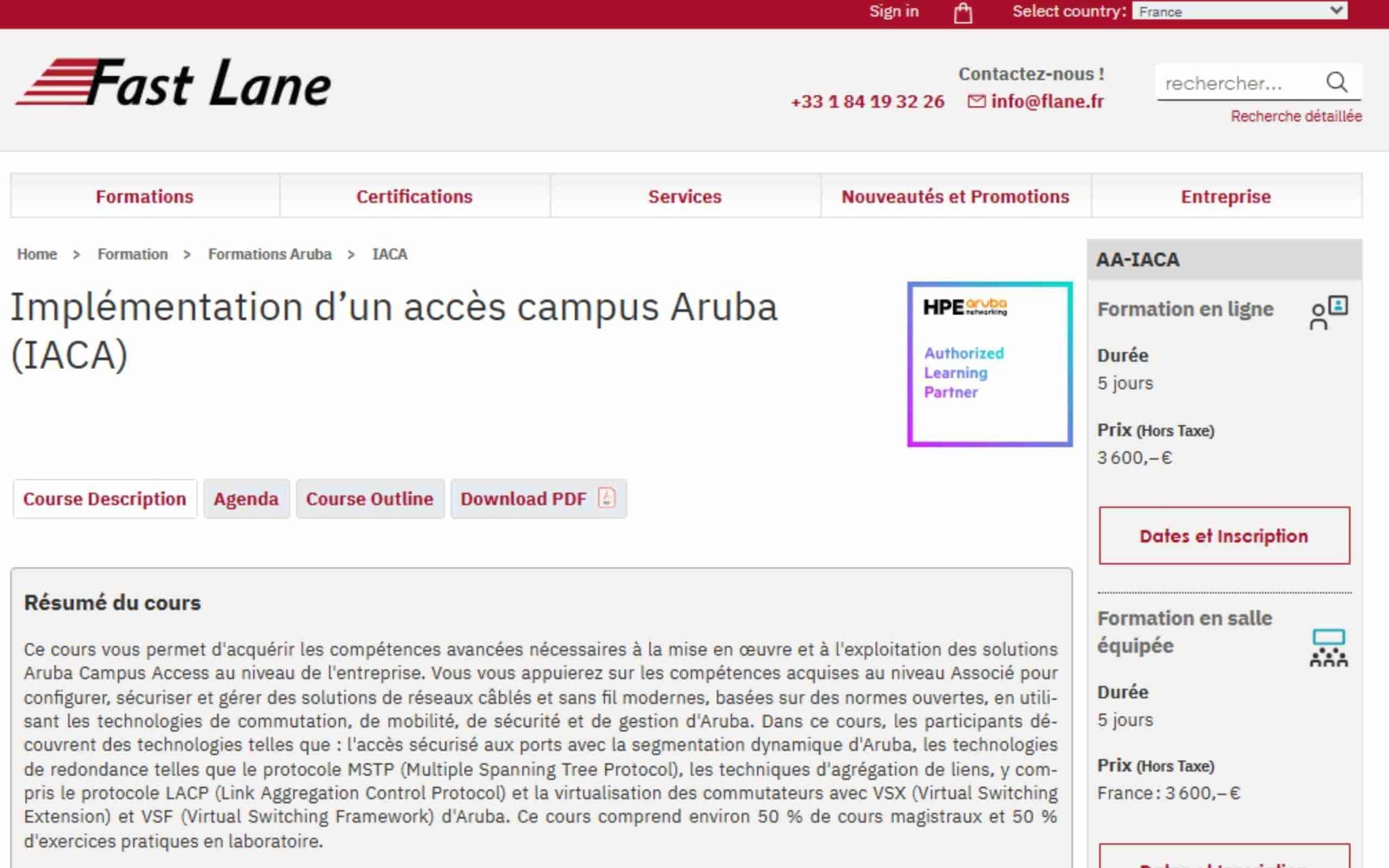 Formation Implémentation d’un accès campus Aruba (IACA) - Fast Lane