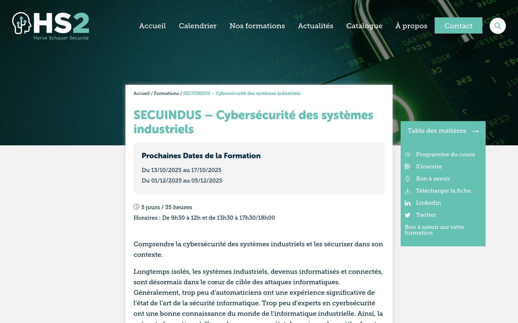 SECUINDUS – Cybersécurité des systèmes industriels - HS2