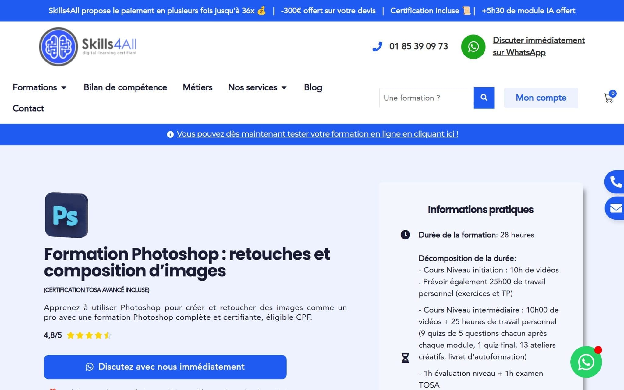 Formation Photoshop (Niveaux Initiation + Intermédiaire) - Skills4All