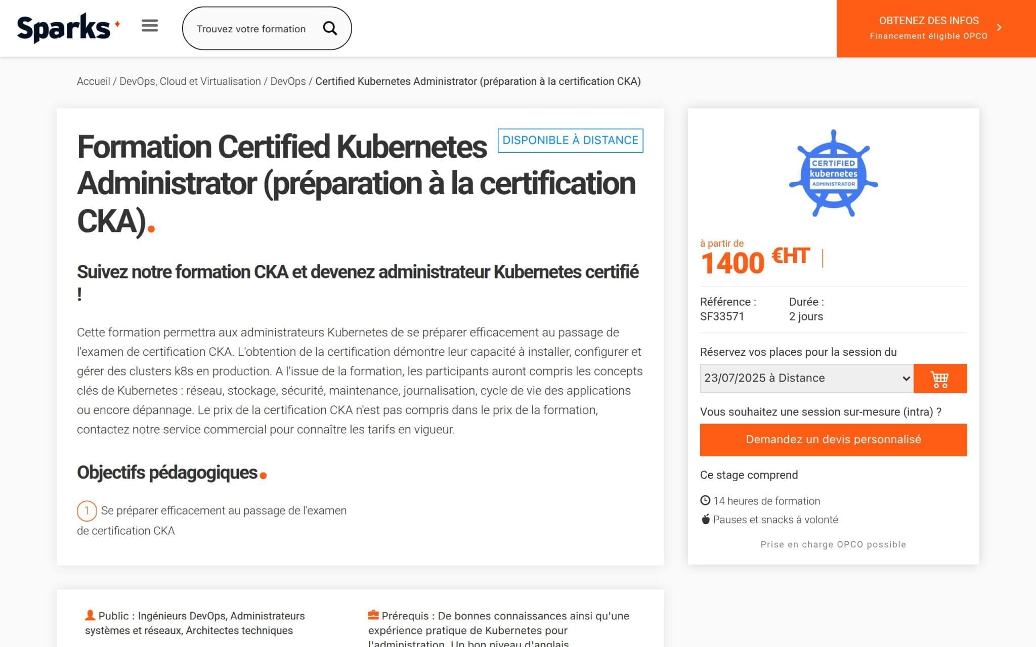 Formation Certified Kubernetes Administrator - Sparks