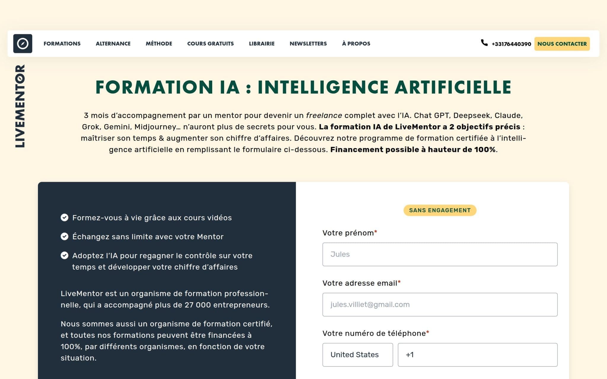 Formation Intelligence Artificielle - Livementor