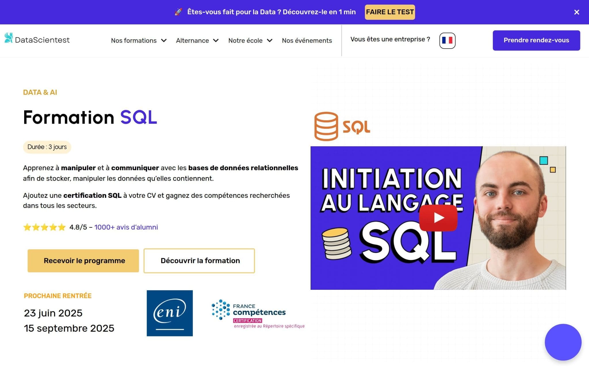 Formation SQL - DataScientest.fr