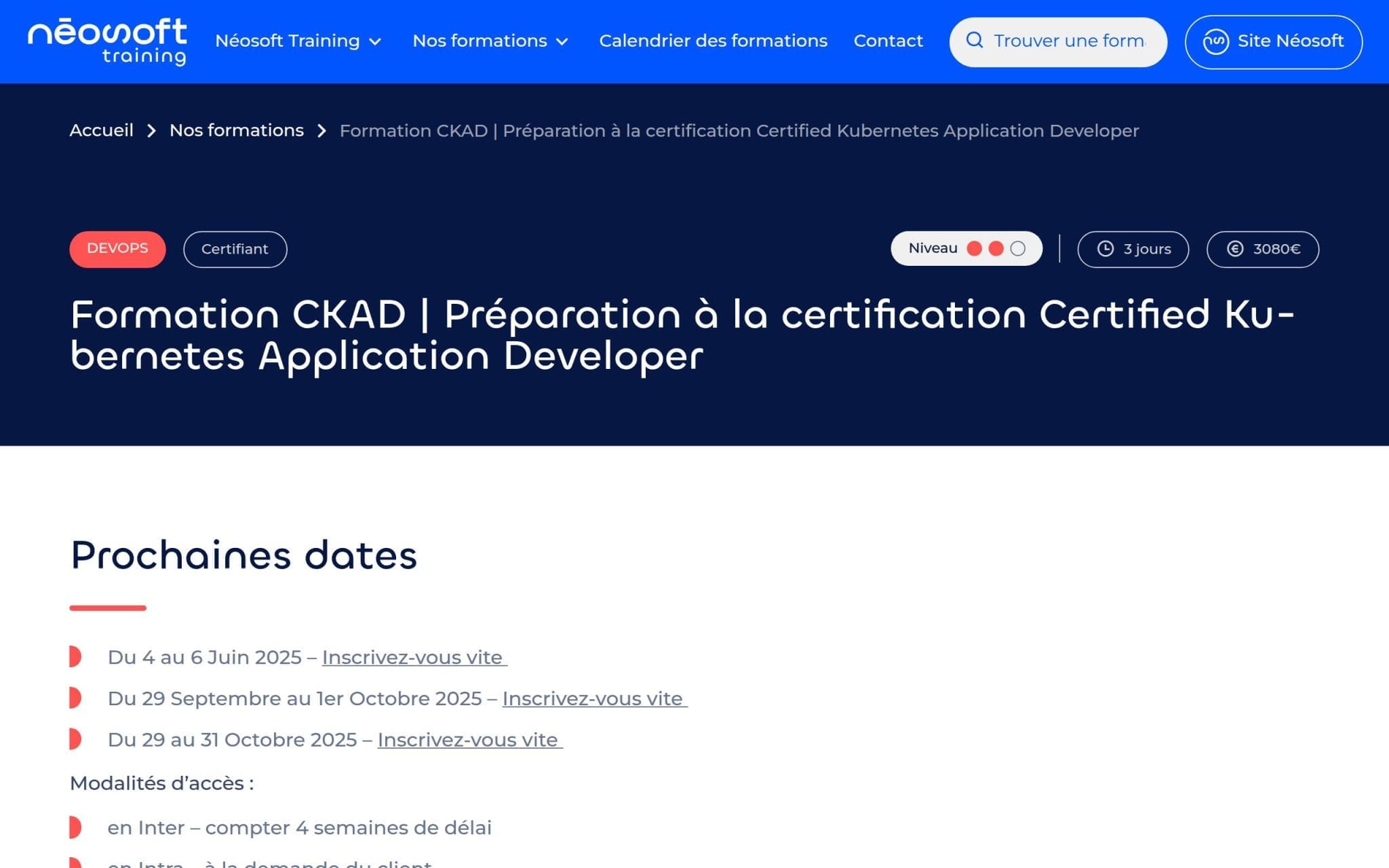 Formation CKAD - Néosoft Training