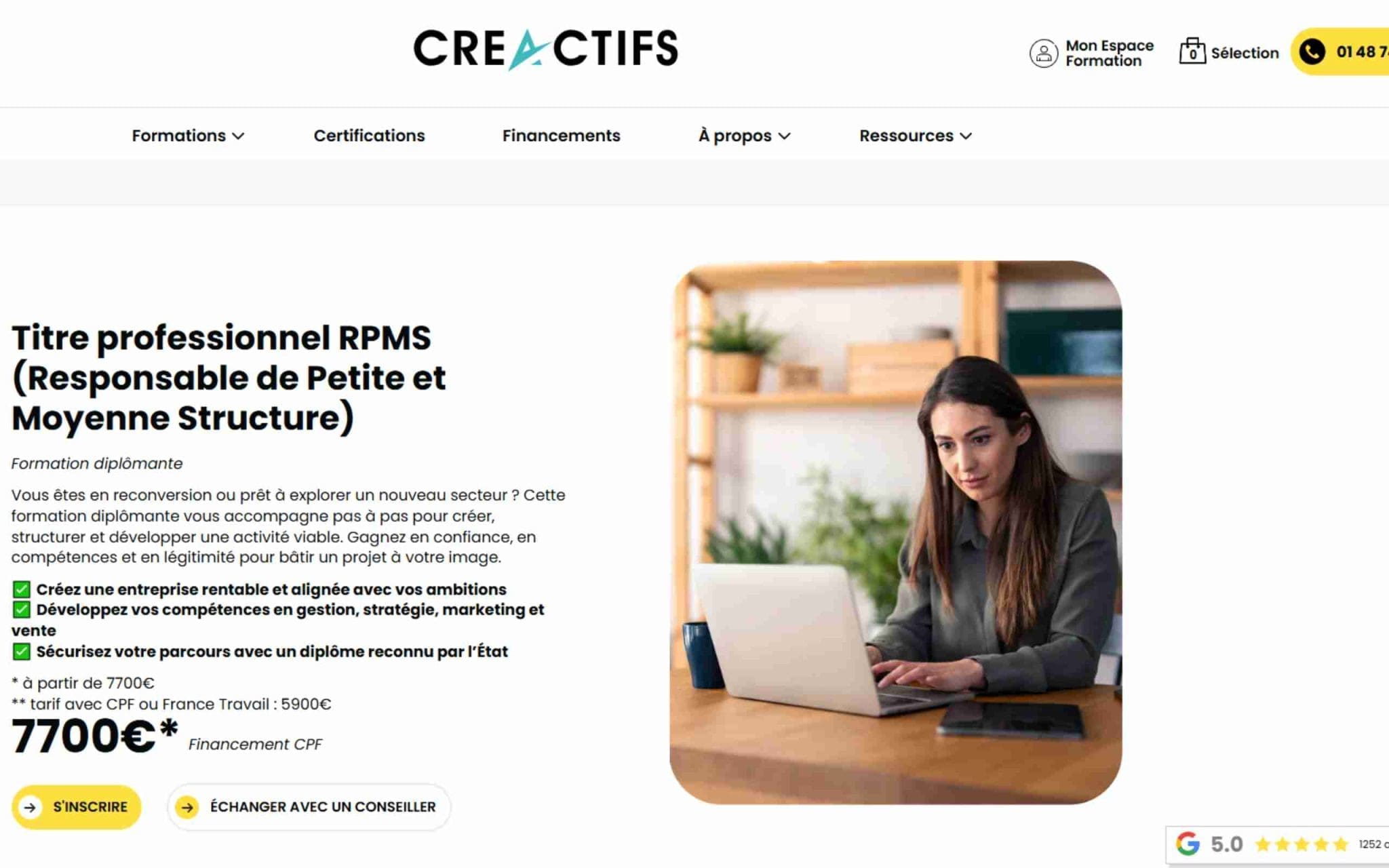 Titre professionnel RPMS (Responsable de Petite et Moyenne Structure) - CréActifs