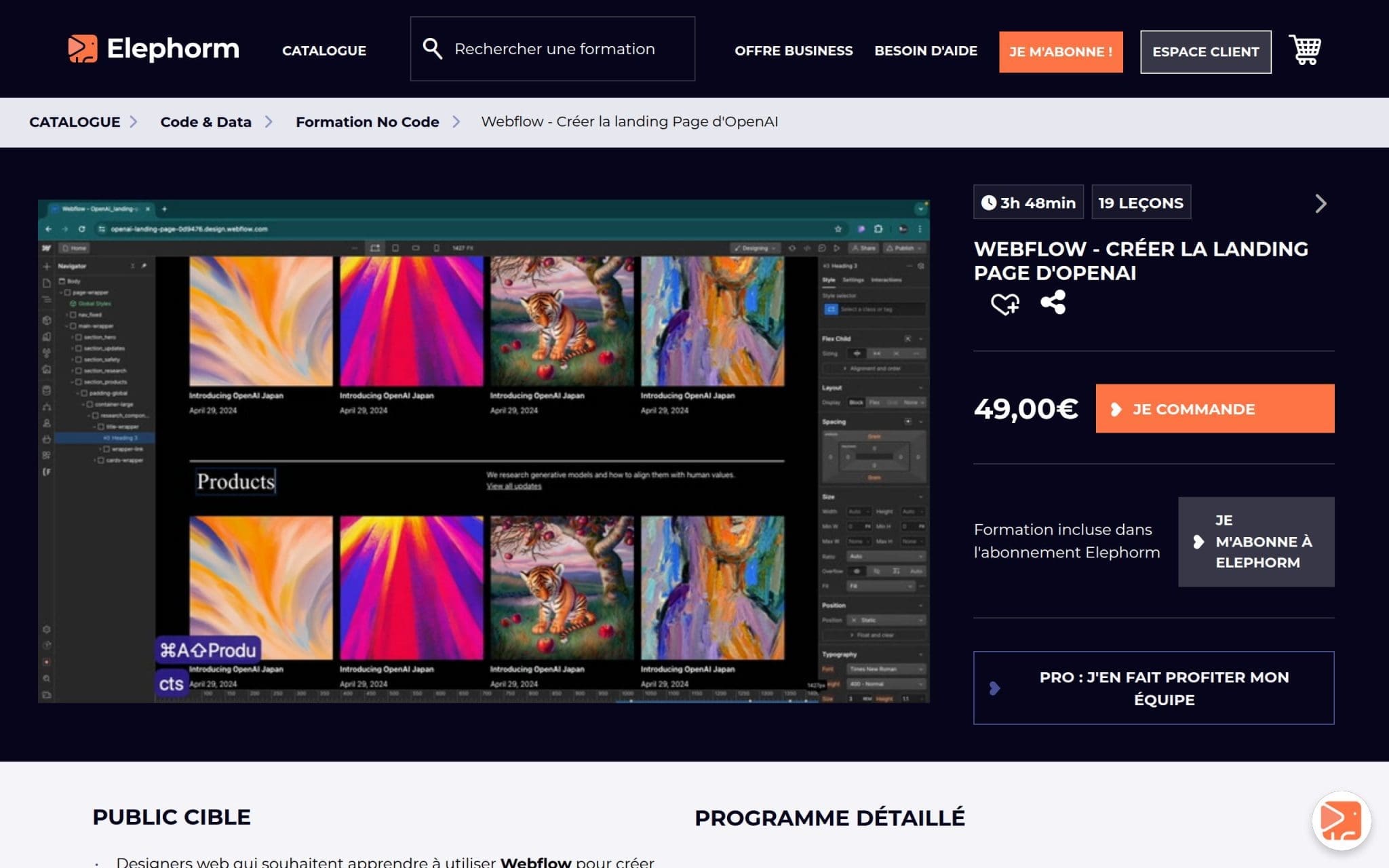 Webflow - Créer la landing Page d'OpenAI - Elephorm