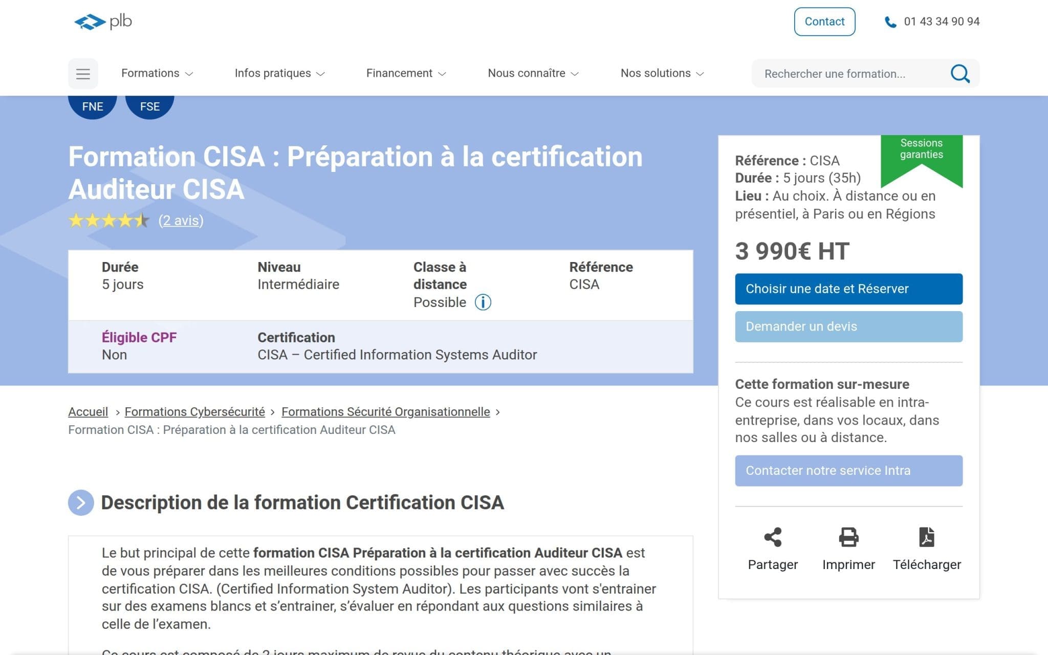 Formation CISA : Préparation à la certification Auditeur CISA - Plb Consultant