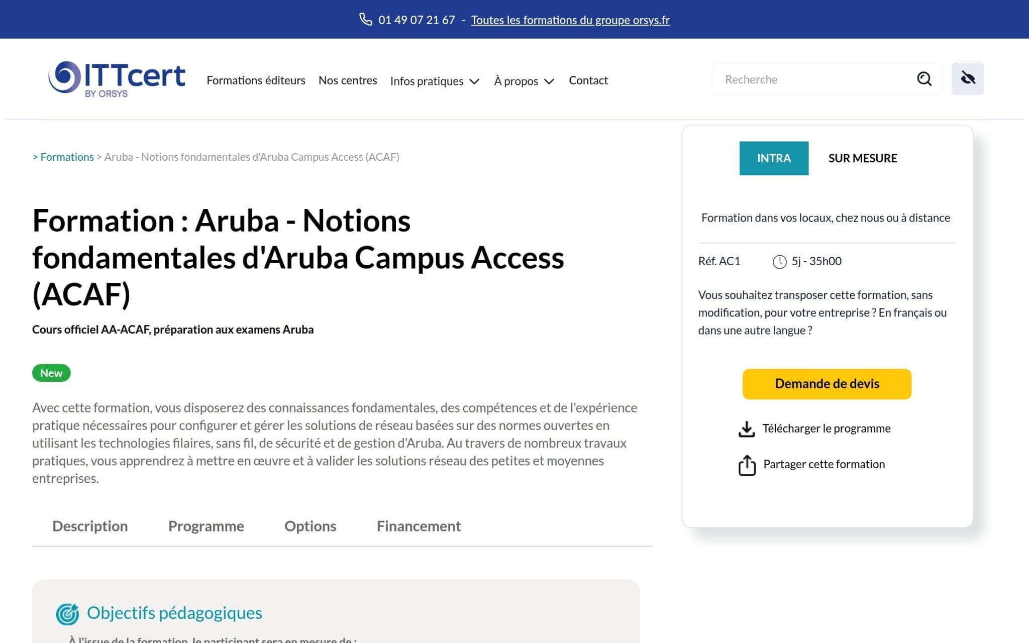 Formation : Aruba - Notions fondamentales d'Aruba Campus Access - ITTCERT