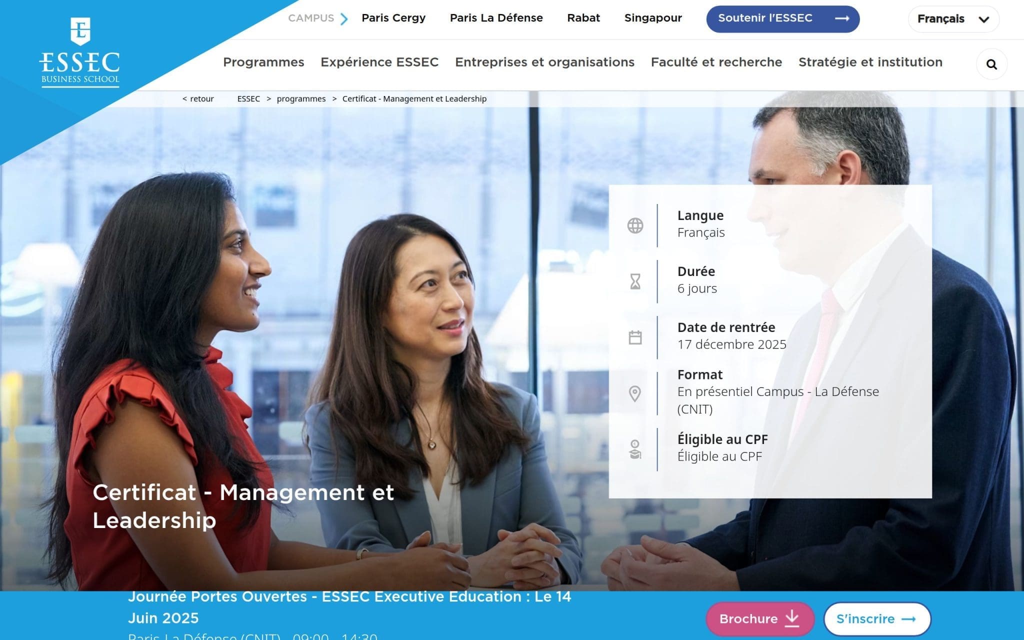 Certificat - Management et Leadership - ESSEC Business School