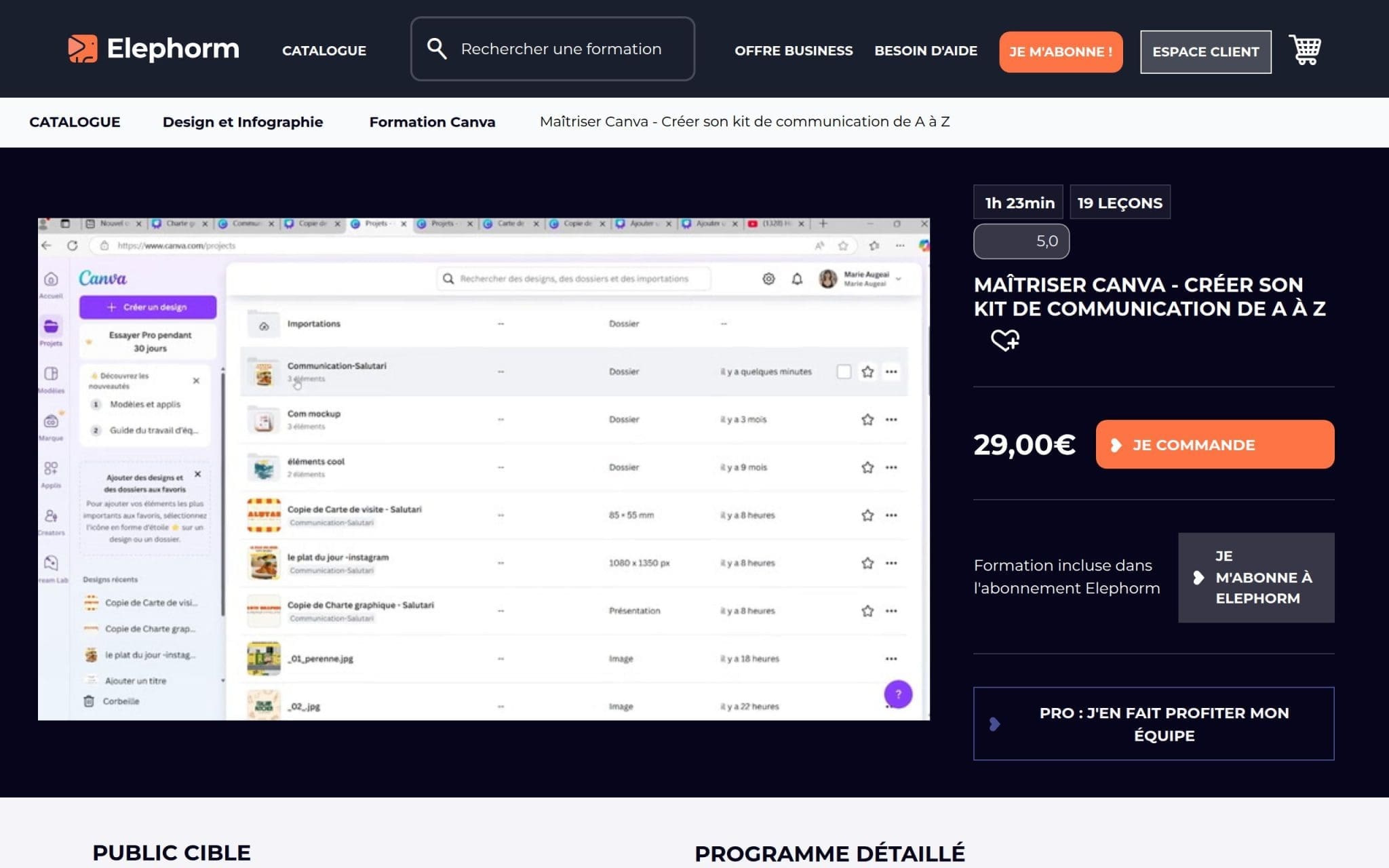 Maîtriser Canva - Créer son kit de communication de A à Z - Elephorm