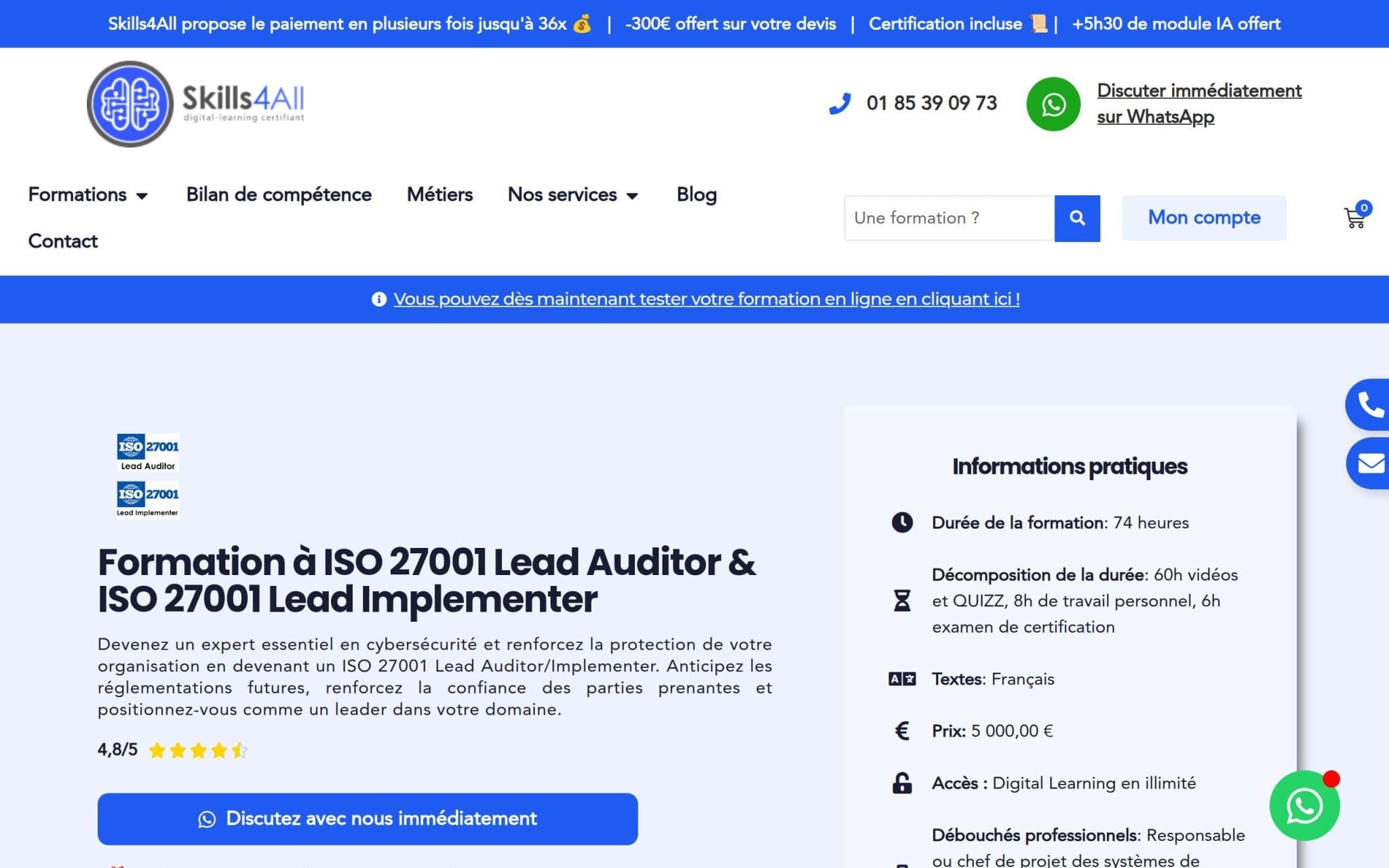 Formation ISO 27001 Lead Auditor & ISO 27001 Lead Implementer - Skills4All