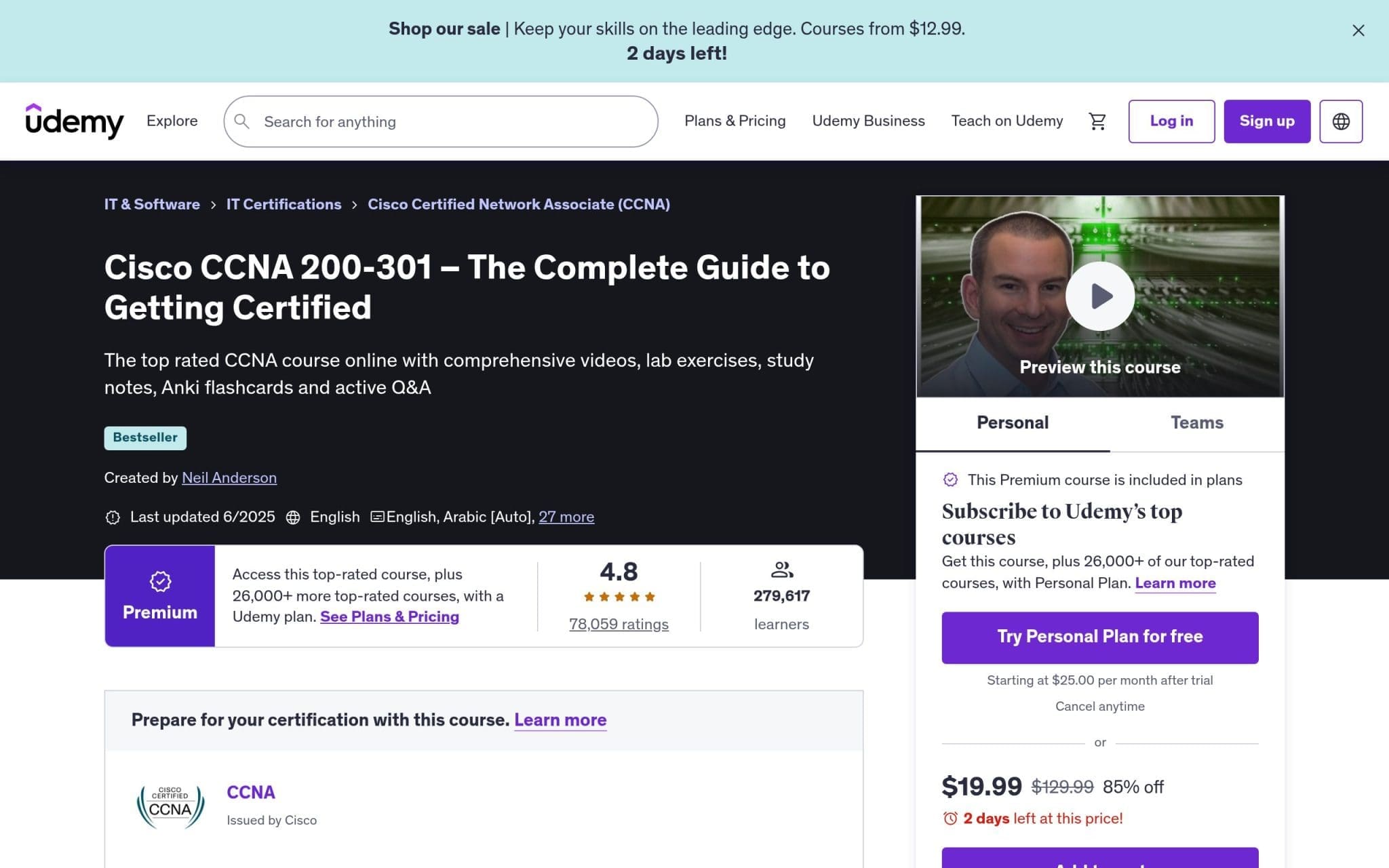 Cisco CCNA 200-301 – The Complete Guide to Getting Certified - Udemy