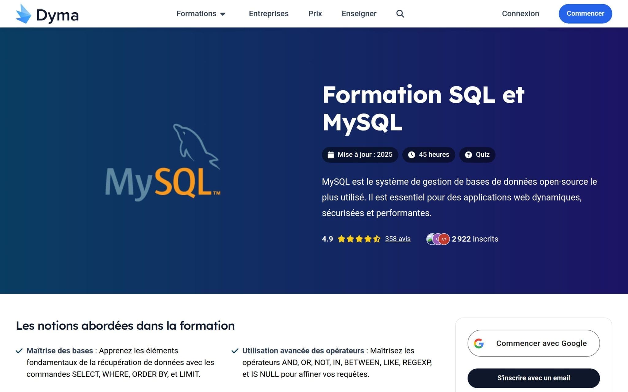 Formation SQL et MySQL - Dyma