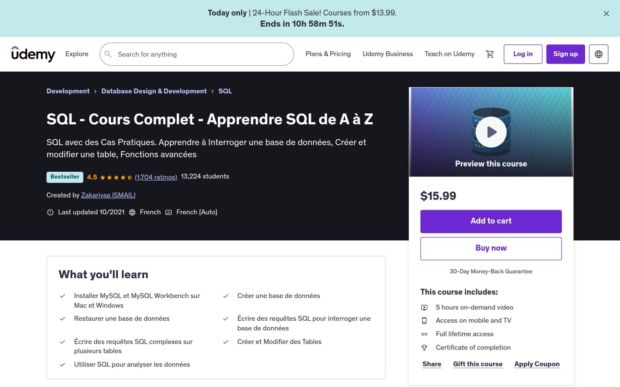 SQL - Cours Complet - Apprendre SQL de A à Z - Udemy