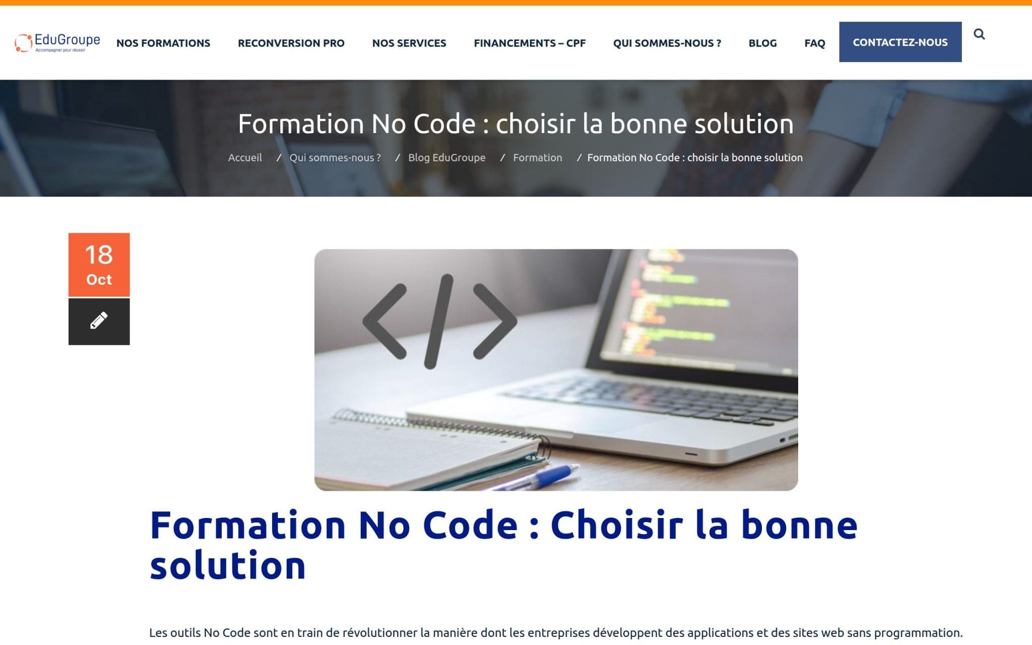 Formation No Code : choisir la bonne solution - EduGroupe