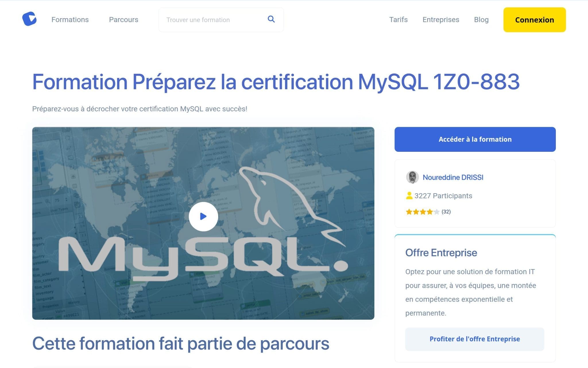 Formation Préparez la certification MySQL 1Z0-883 - Alphorm