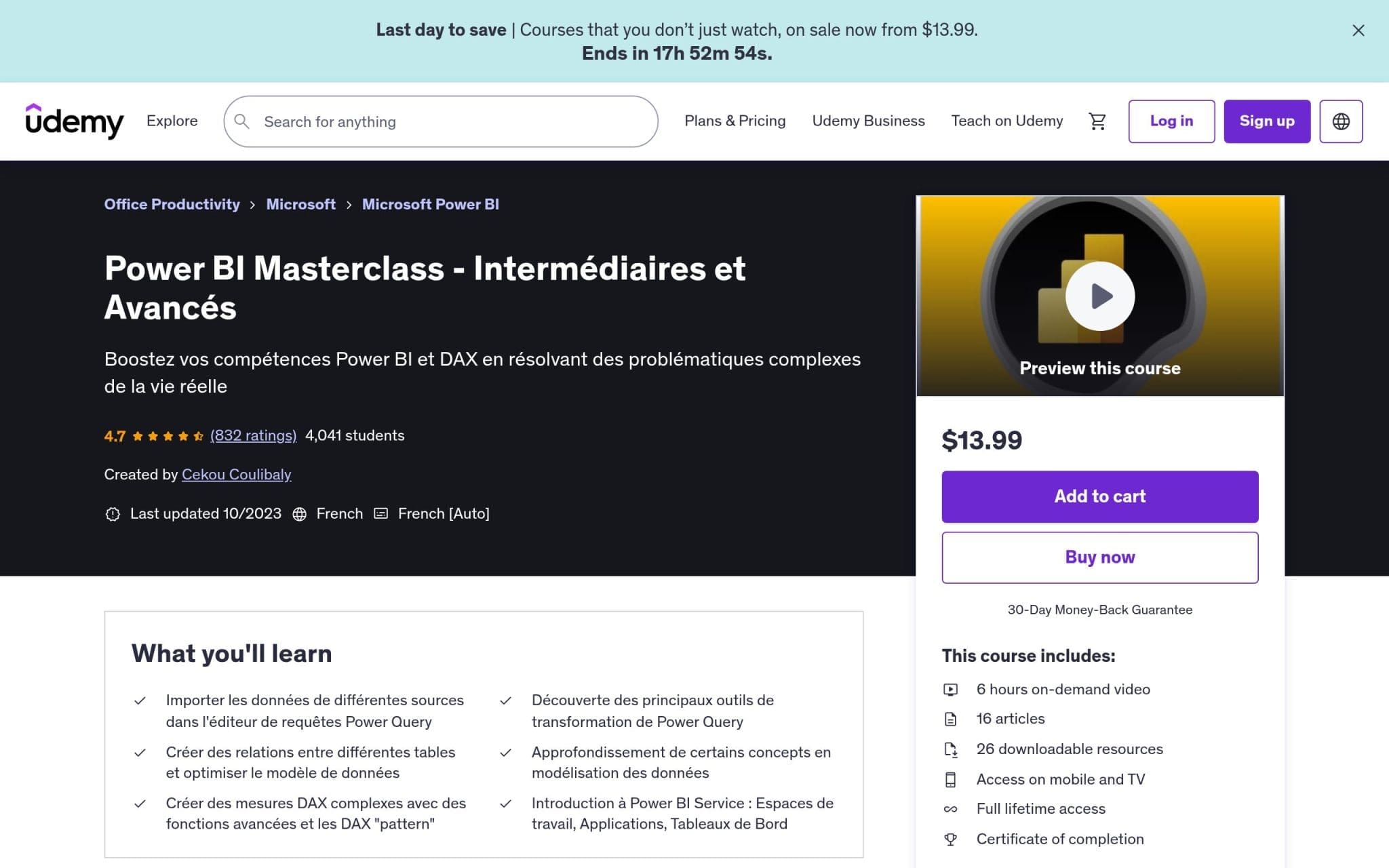 Power BI Masterclass - Intermédiaires et Avancés - Udemy