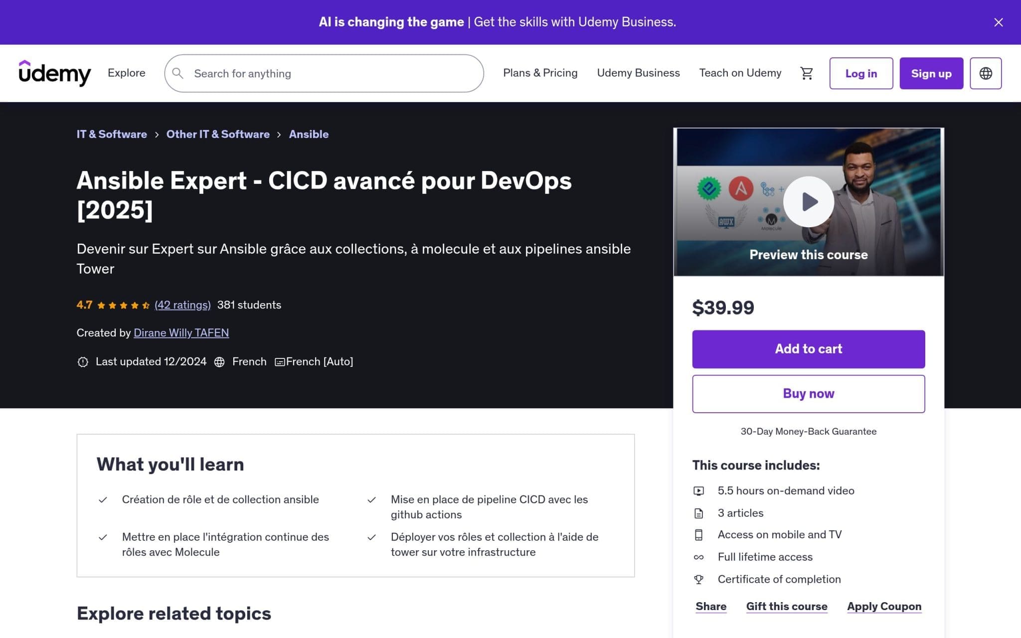 Ansible Expert - CICD avancé pour DevOps - Udemy