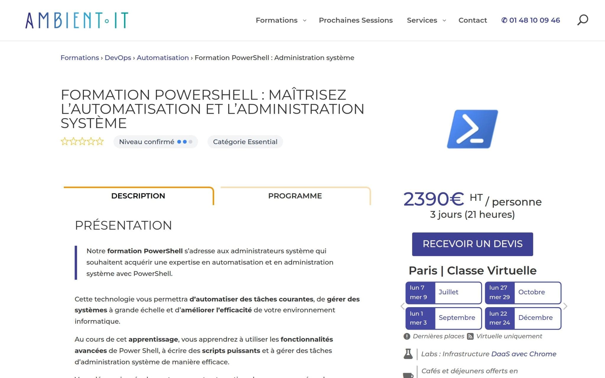 Formation Powershell : MaĂźtrisez lâautomatisation et lâadministration systĂšme - Ambient IT