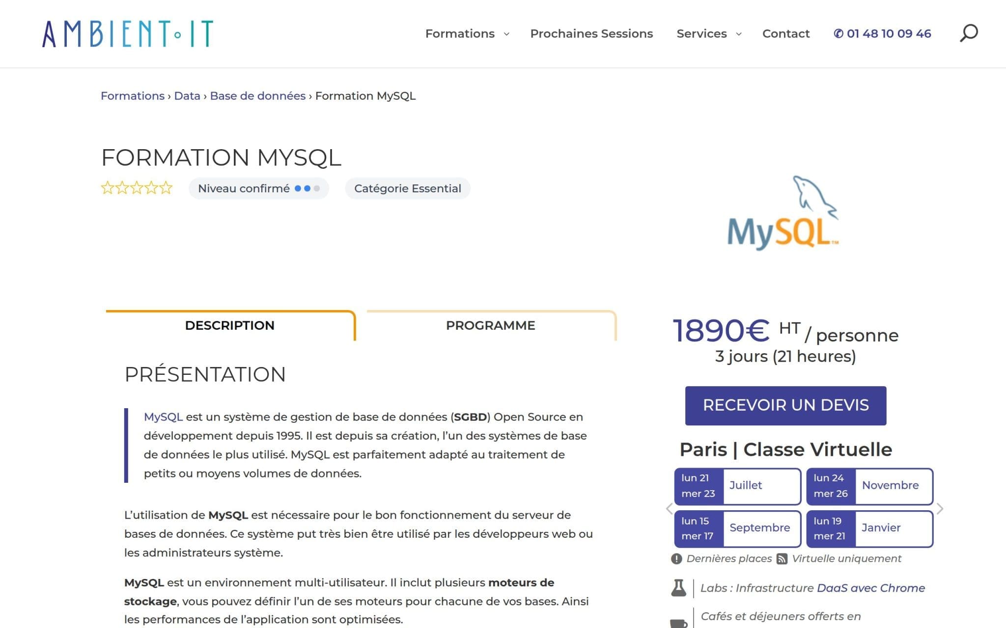 Formation MySQL : prise en main et administration - Ambient IT
