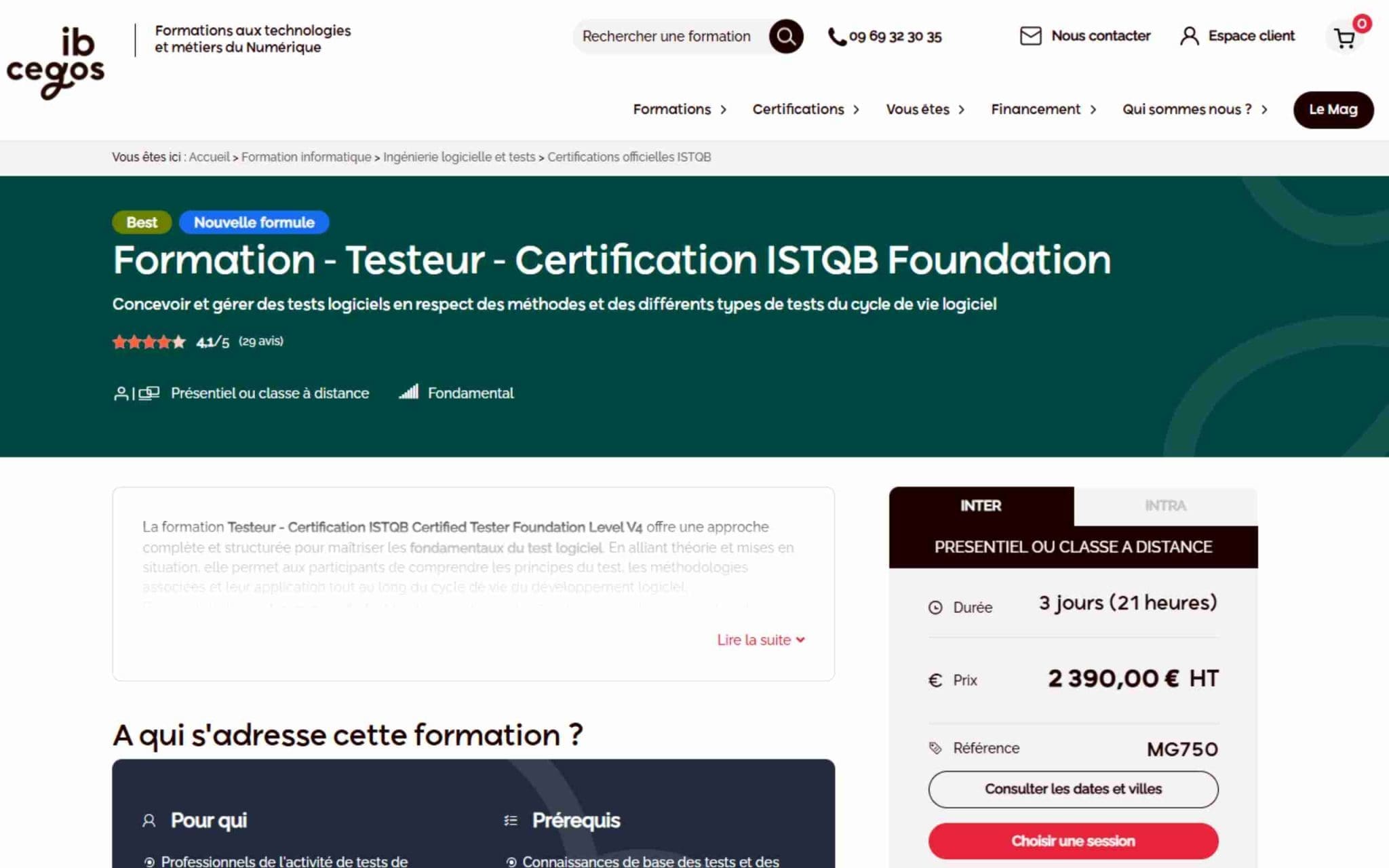 Formation - Testeur - Certification ISTQB Foundation - ib Cegos