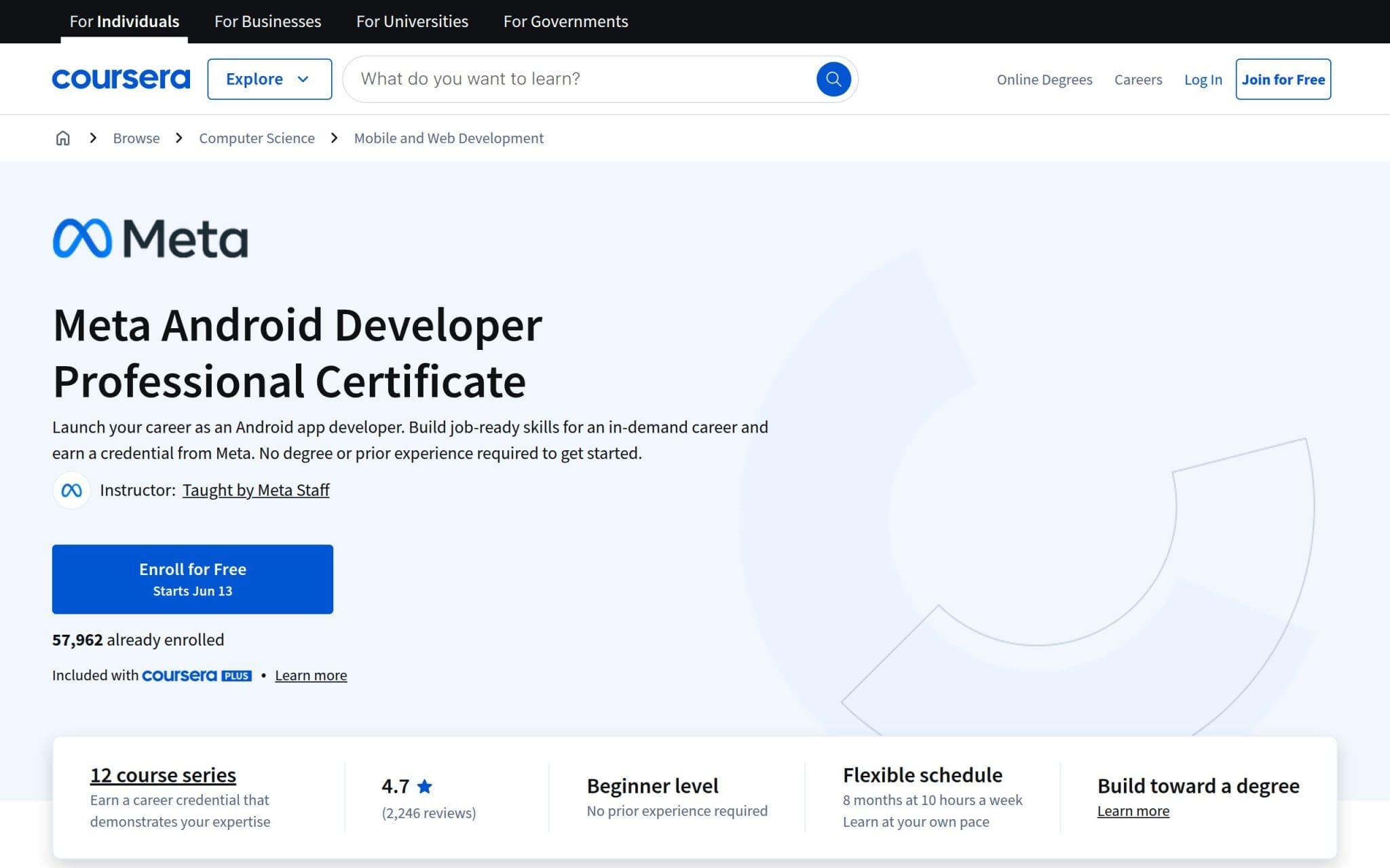 Meta Développeur Android Certificat Professionnel - Coursera