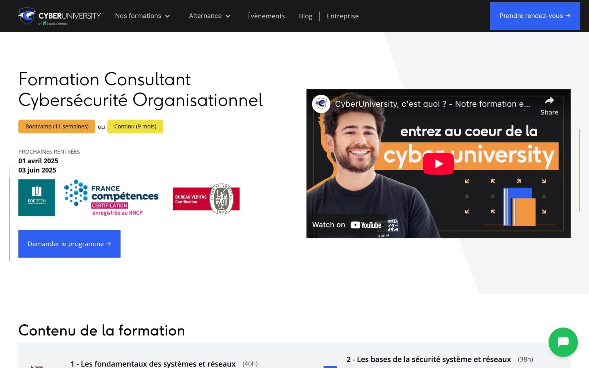 Formation Consultant Cybersécurité Organisationnel - cyberuniversity.com