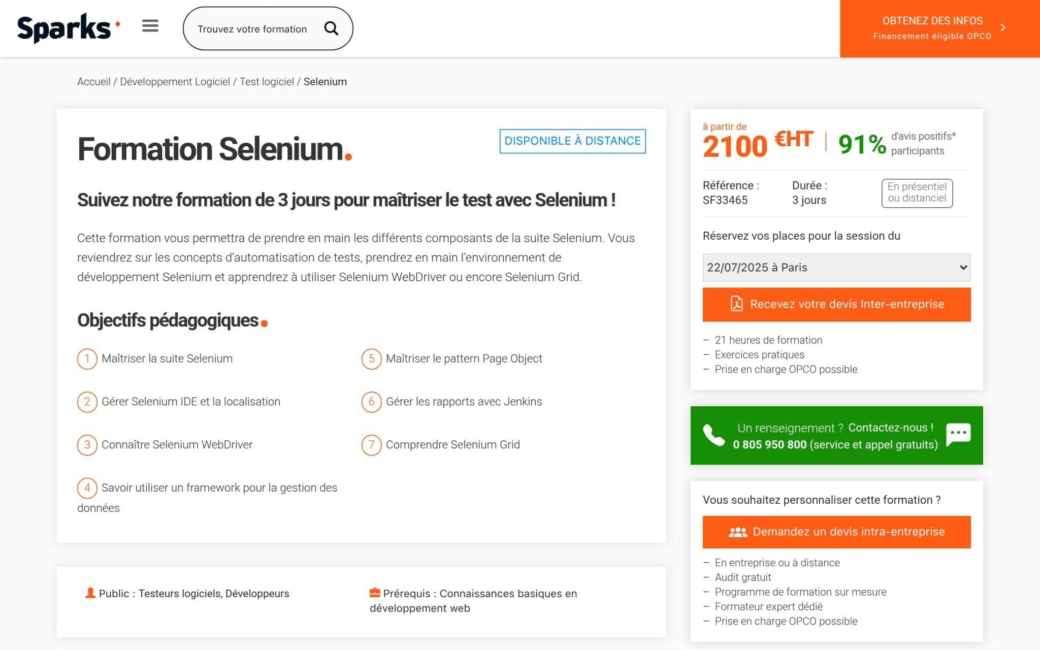 Formation Selenium - Sparks