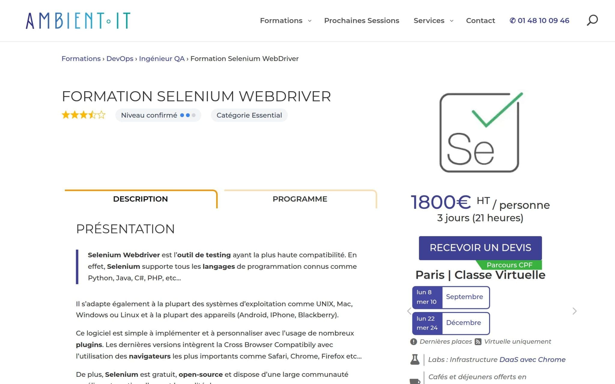 Formation Selenium WebDriver - Ambient IT