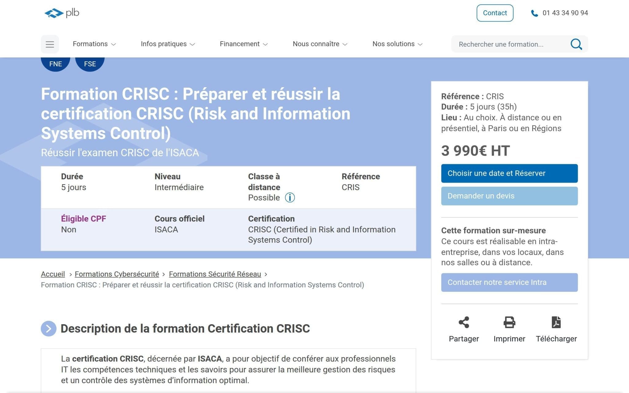Formation CRISC : Préparer et réussir la certification CRISC - Plb Consultant