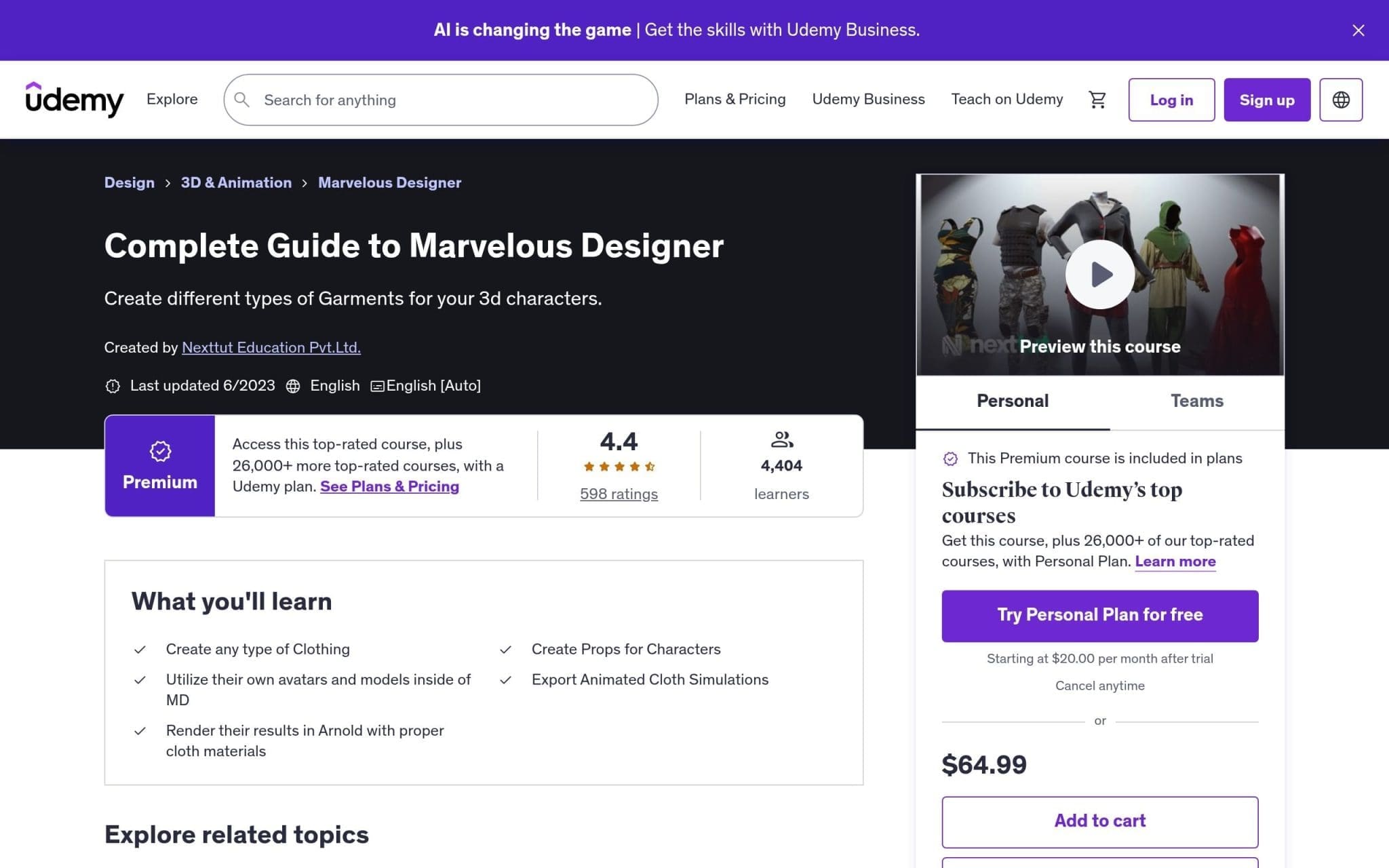 Complete Guide to Marvelous Designer - Udemy