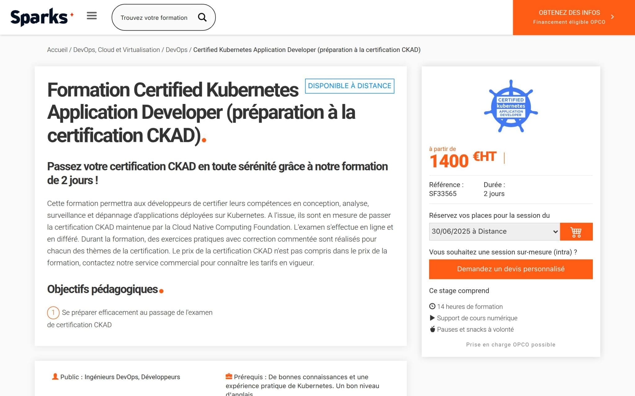 Formation Certified Kubernetes Application Developer - Sparks