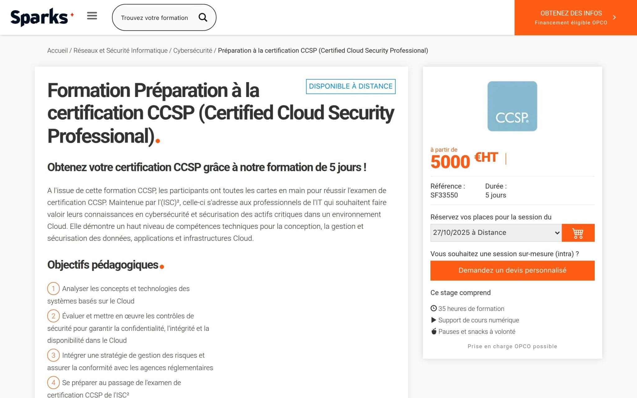 Formation Préparation à la certification CCSP (Certified Cloud Security Professional) - Sparks