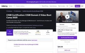 CISM Certification: CISM Domain 2 Video Boot Camp 2025 – Udemy